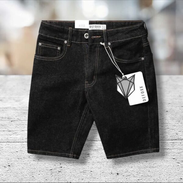 Quần short jean Defoxx đen trơn - Ảnh 4
