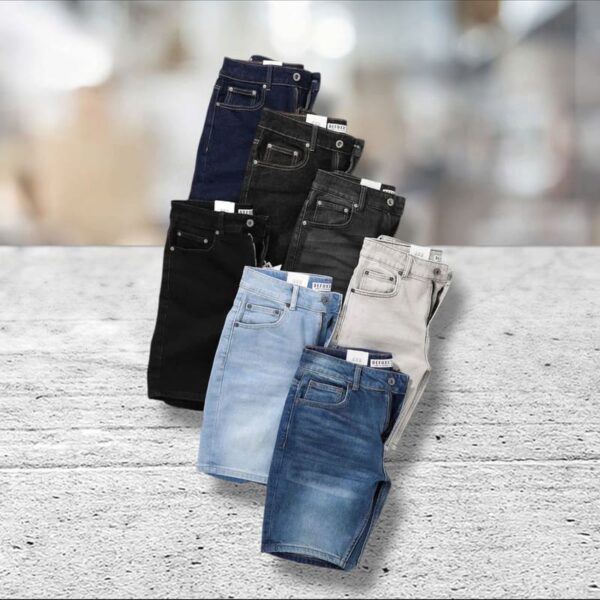 Quần short jean defoxx xanh trơn - Ảnh 4