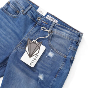 Quần short jean defoxx xanh đá rách