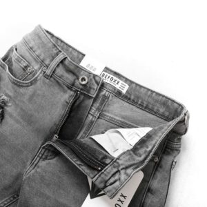 Quần short jean defoxx xám bạc rách