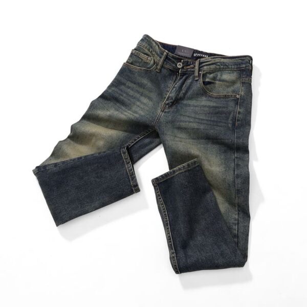 Quần jean Defoxx wash rêu 250531 ống suông co giãn - Ảnh 2