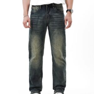 Quần jean Defoxx wash rêu 250531 ống suông co giãn
