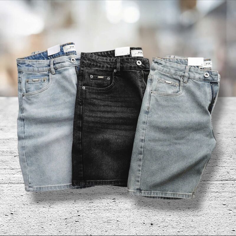 Quần short jean BTM cotton không giãn 3 màu