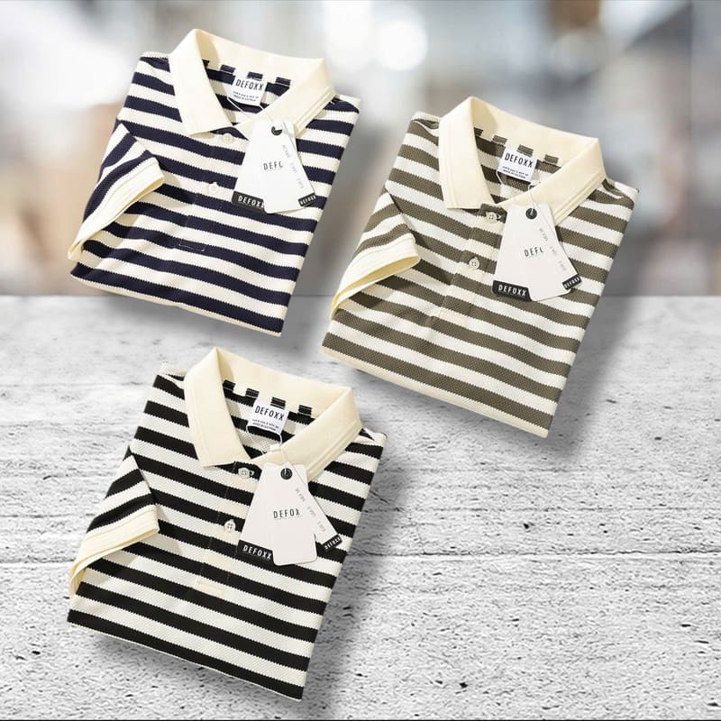 Áo thun Defoxx sọc xanh rêu - Ảnh 5