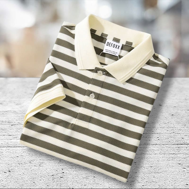 Áo thun Defoxx sọc xanh rêu - Ảnh 6