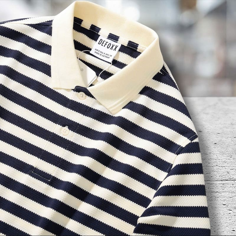 Áo thun Defoxx sọc xanh đen - Ảnh 5