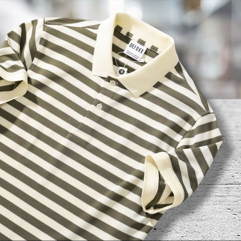 Áo thun Defoxx sọc xanh rêu - Ảnh 3