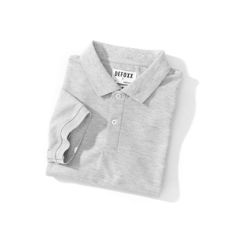 Áo thun polo Defoxx màu xám vải dệt hạt vuông - Ảnh 6