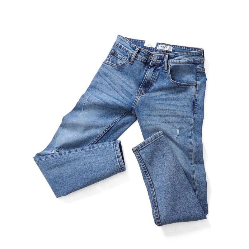 Quần jean Defoxx 241147 rách nhẹ form slim co giãn - Ảnh 3