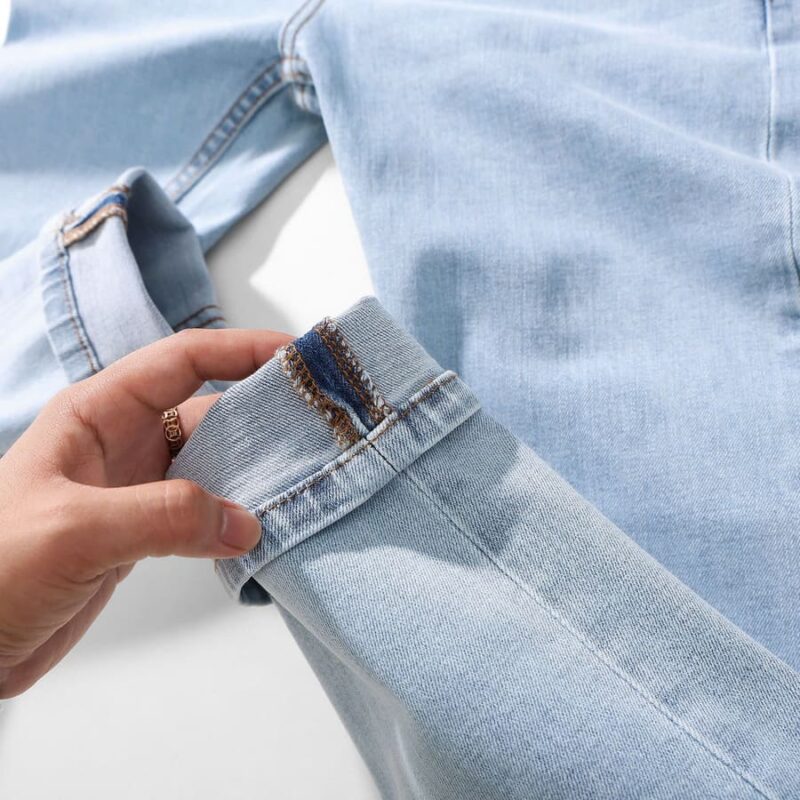 Quần jean Defoxx wash bạc 250711 ống slimfit - Ảnh 5
