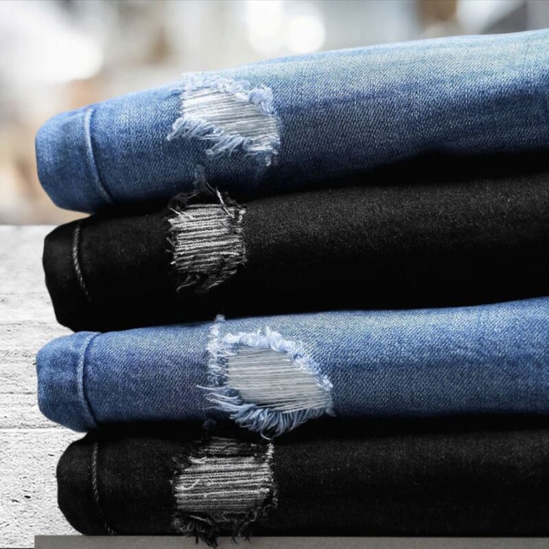 Quần short jean Defoxx rách wash xanh co giãn - Ảnh 2