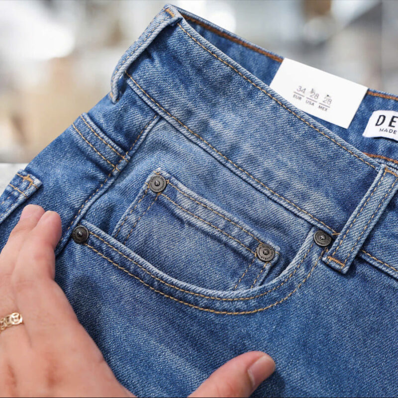 Quần short jean Defoxx rách wash xanh co giãn - Ảnh 6
