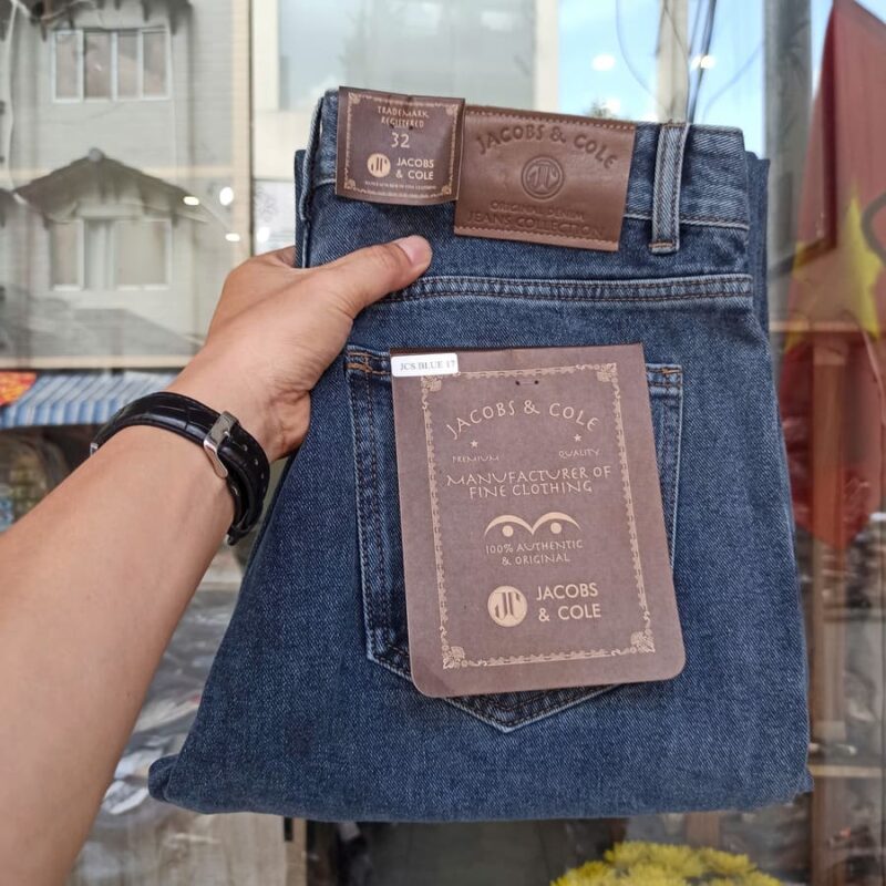 Quần jean jacobs Cole xám xanh ống suông không co giãn - Ảnh 6